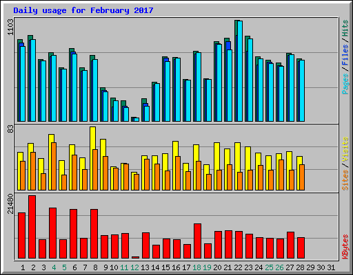 Daily usage for February 2017