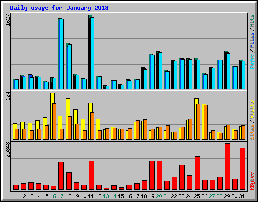 Daily usage for January 2018