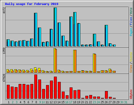 Daily usage for February 2019