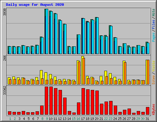 Daily usage for August 2020
