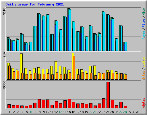 Daily usage for February 2021