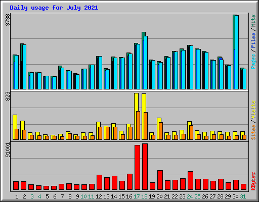 Daily usage for July 2021