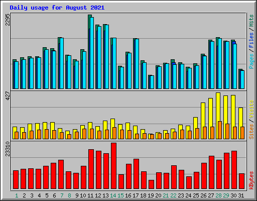 Daily usage for August 2021