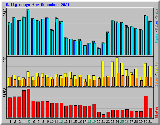 Daily usage for December 2021