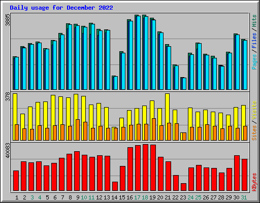 Daily usage for December 2022