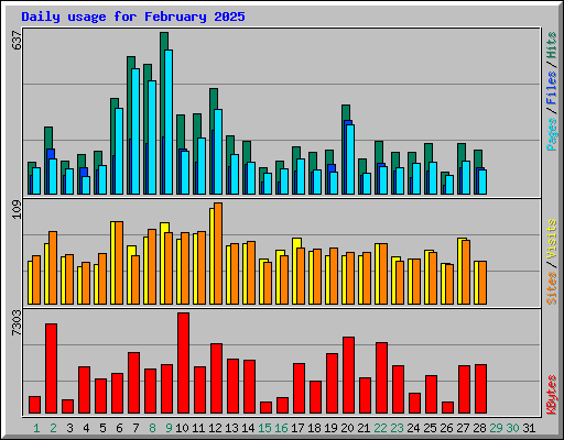 Daily usage for February 2025